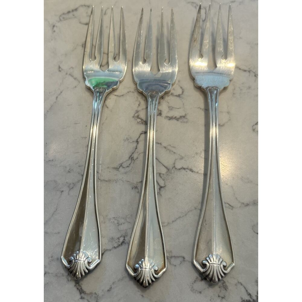 Vtg Rogers 1881 Oneida King James Pattern Silverplate Set‎ of 3 Salad Forks